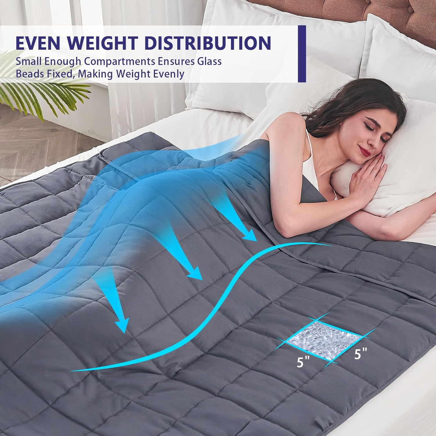 yescool King Size Weighted Blanket for Adults (20 lbs, 80” x 87”, Grey) Cooling Heavy Blanket for Sleeping Perfect for 190-210 lbs, Breathable Blanket for Adults & Couple All Season, Machine Washable - Image 7