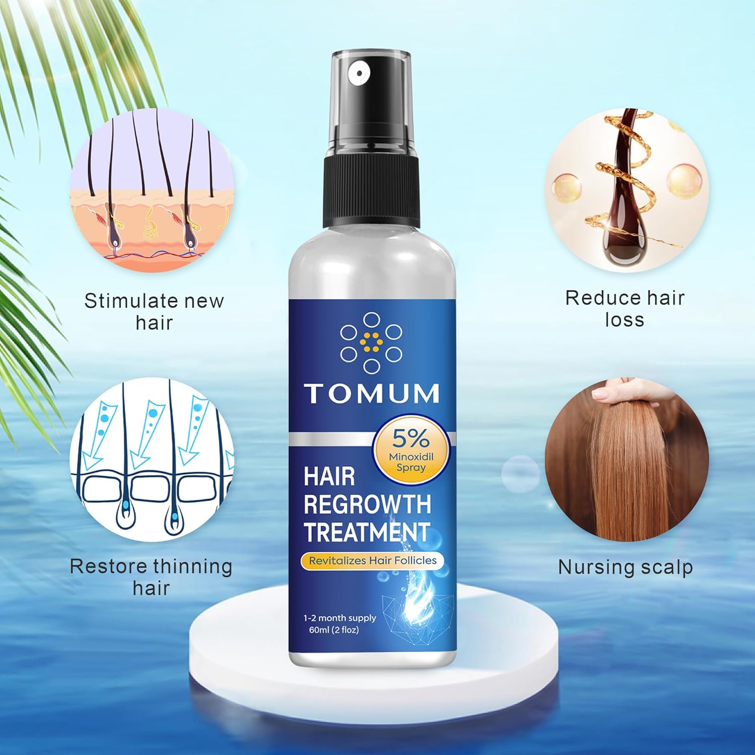 Minoxidil for Men and Women Hair Growth: 5% Minoxidil Topical Spray Hair Regrowth Treatment Stop Hair Thinning and Hair Loss For Stronger Thicker Longer Hair 60ml 2 Pack - Image 3