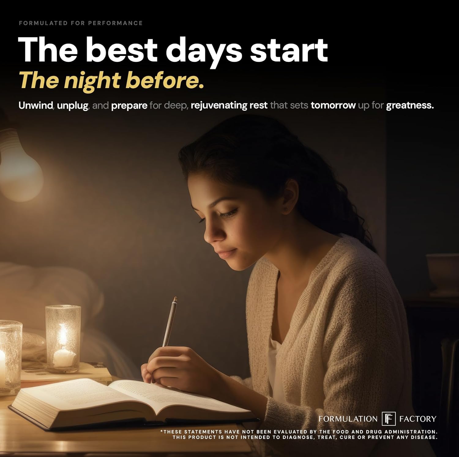 Formulation Factory The Night Before Magnesium Glycinate Sleep Aid, 10-in-1 Sleep Supplement with Melatonin 4mg, L-Theanine, Lemon Balm, Tart Cherry, Relaxation, Recovery, Sleep Support, 120 Capsules - Image 5