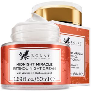 Eclat Skincare Retinol Night Cream – Renewing Retinol Cream for Face with Hyaluronic Acid – Anti Aging to Smooth Wrinkles & Fine Lines - Firming & Hydrating Face Moisturizer for Women & Men 50 ml