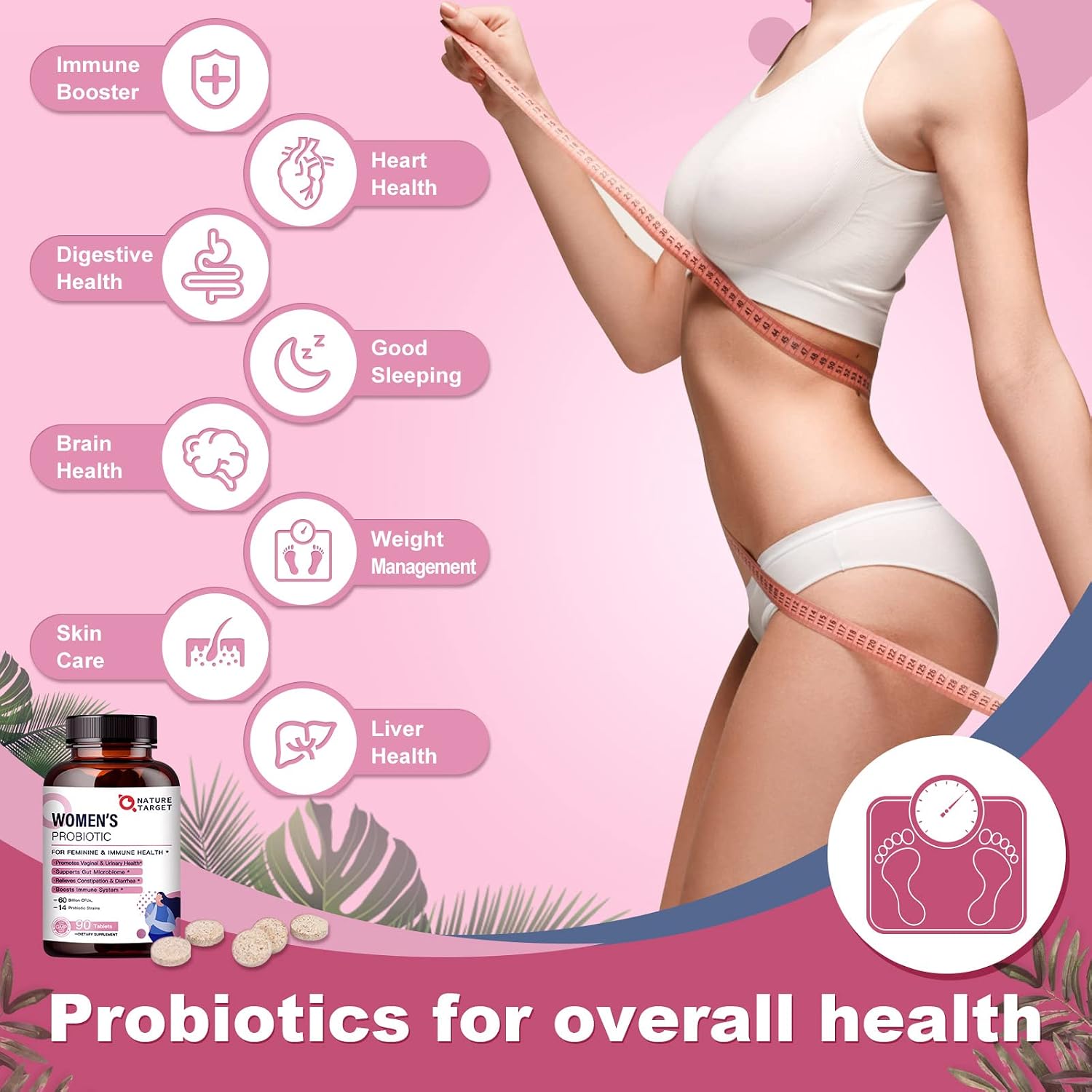 NATURE TARGET Women's Probiotics & Prebiotics, Cranberry & D-Mannose, 50-Billion-CFUs, Organic Probiotics for Digestive Health/Gut Health/Immune Booster/Weight Management - Image 5