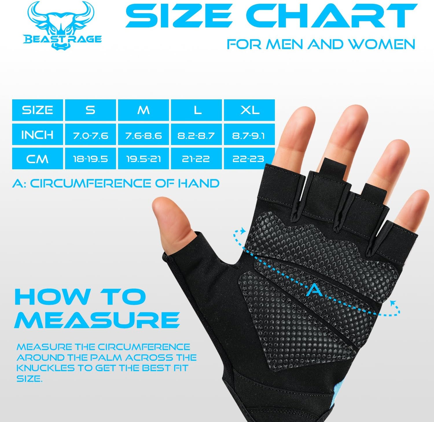 BEAST RAGE Fingerless Weight Lifting Gloves with Palm Protection Padding, Breathable Lightweight Gym Gloves for Men, Women, Weightlifting, Cycling, Exercise, Training Pull Up - Image 5