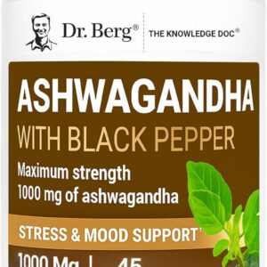 Dr. Berg Ashwagandha Capsules 1000mg - Includes Ashwagandha Root with Black Pepper from Bioperine - Ashwagandha Supplements 90 Capsules