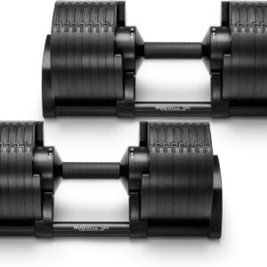 NÜOBELL® Adjustable Dumbbell Set, 5-50 LB or 5-80 LB, Easy Twist 2024-25 Model, All-In-One Weights Set (Pair) for Home, Original Manufacturer