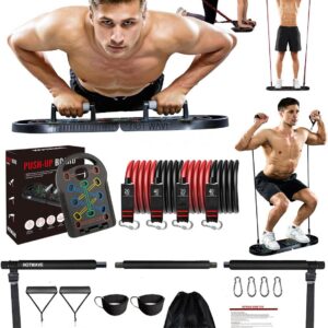 HOTWAVE Push Up Board Fitness, Portable Foldable 20 in 1 Push Up Bar at Home Gym, Pushup Handles for Floor. Professional Strength Training Equipment For Man and Women