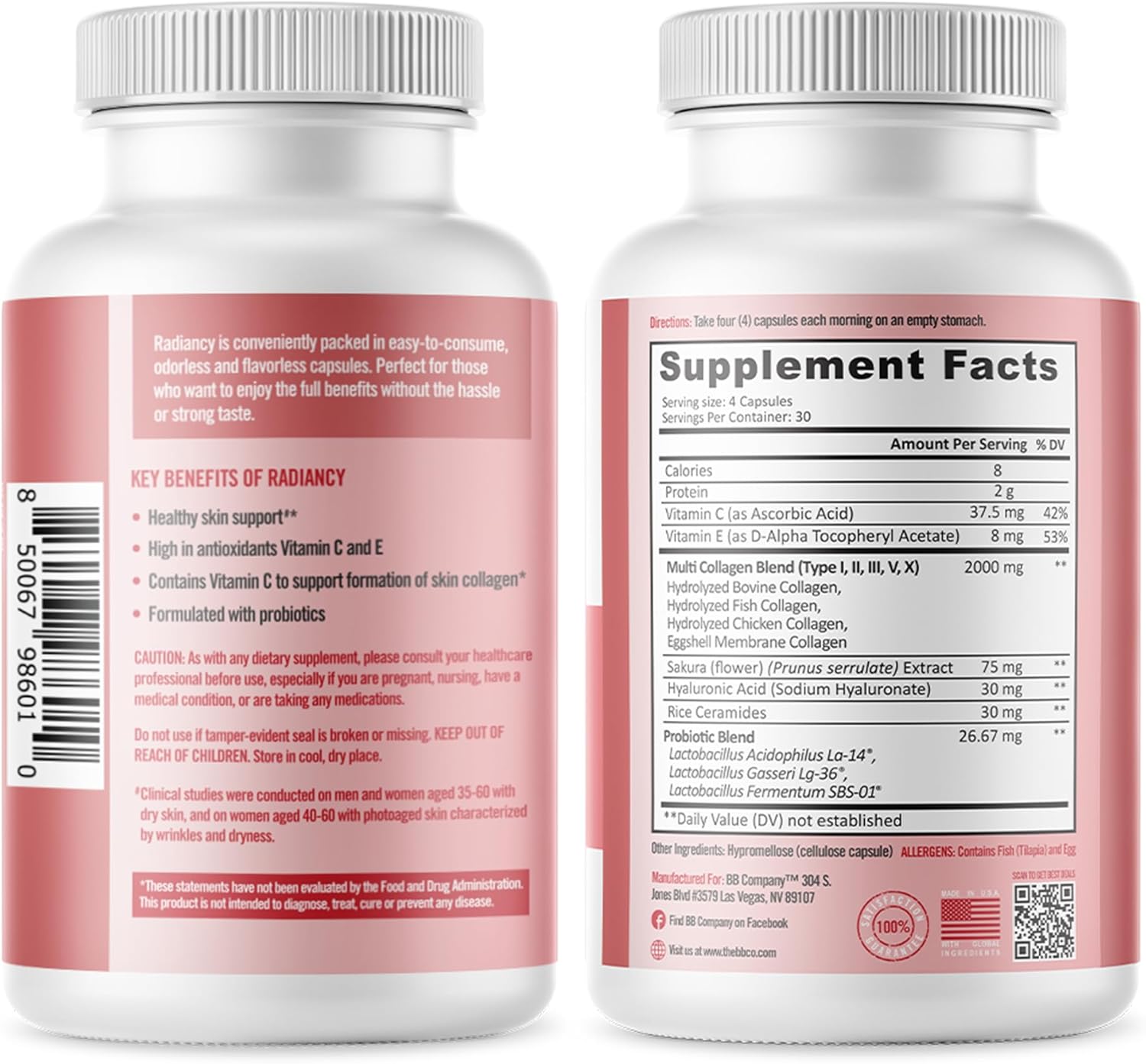 BB Company Radiancy | Vaginal Probiotics for Vaginal Dryness, pH Balance | Fights Itch, Odor | Anti-Aging | Hyaluronic Acid, Probiotics, Vitamin C, Multi Collagen | 120 Ct - Image 9
