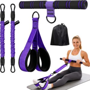 Upgraded Pedal Resistance Band with Handle, Protective Nylon Sleeves & Adjustable 30/60LBS, Sit-up Workout Equipment for Core/ABS, Waist, Arm, Leg, Portable Home Gym for Men & Women Body Shaping