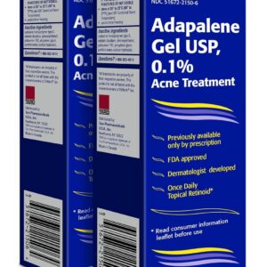 TARO Adapalene 0.1% USP Gel, Paraben Free, Retinoid Acne-Prone Facial Treatment for Sensitive Skin, Prescription Strenght (3.2 oz) Pack of two 1.6 oz each.