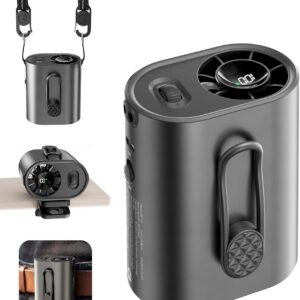 Gaiatop Portable Clip on Fan, Rechargeable Battery 100 Speed 15000RPM Powerful 31ft/s Airflow, Hands-Free Neck/Belt/Waist Personal Mini Cooling Fan for Camping, Outdoor, Jobsite, Travel, Gifts, Black