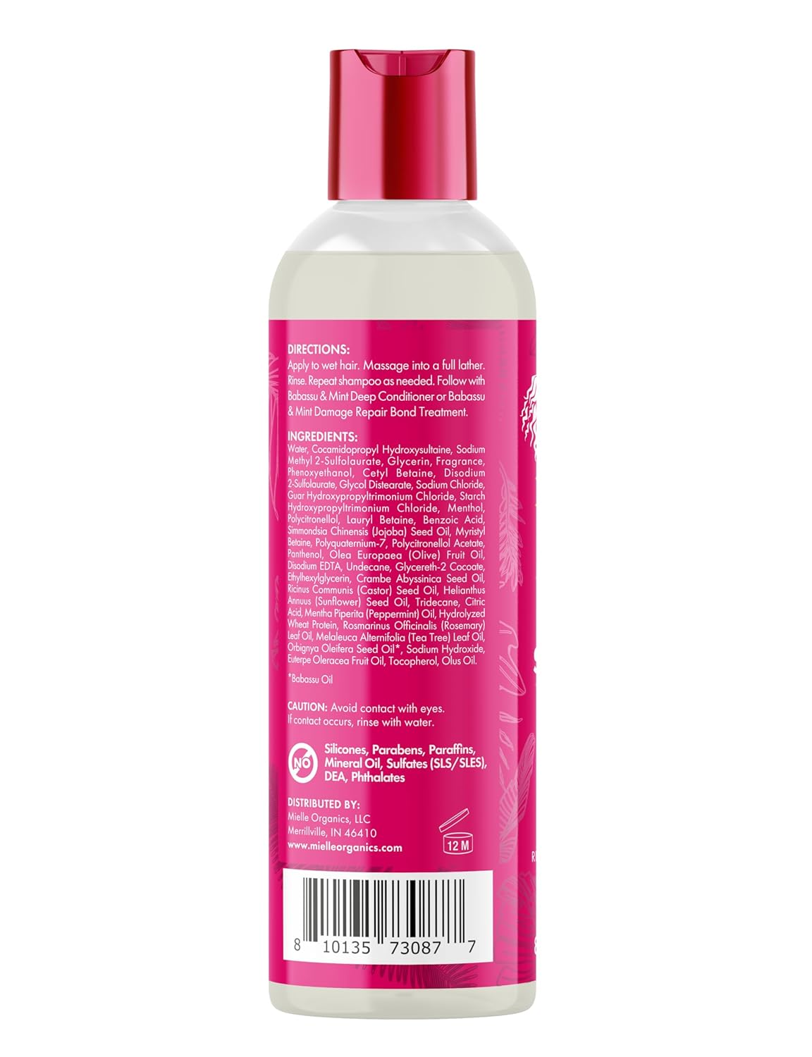 Mielle Organics Babassu & Mint Damage Repair Hair Shampoo - Hydrating Shampoo & Scalp Build-Up Remover - Gently Cleanses & Preps for Repair (8 fl oz) - Image 7
