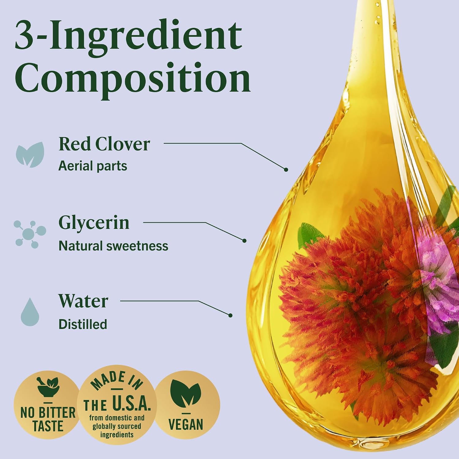 HERBAMAMA Red Clover Supplement for Menopause Support* - Liquid Red Clover Herb with Isoflavones for Hormone Balance for Women - Lymphatic Drainage Drops - Vegan, Non-GMO, 84-Day Supply - Image 4