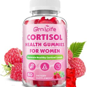 Cortisol Gummies for Women, Cortisol Supplements Gummies with Magnesium Ashwagandha Rhodiola Rosea and L-theanine Complex for Relaxation and Focus, Zzz Support, Raspberry Flavor, 60 Count