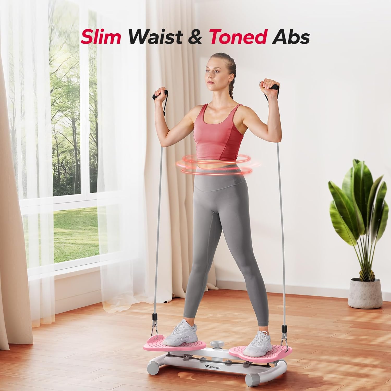 MERACH Waist Twister Machine Exercise, Ab Twist Board with 300 lbs Weight Capacity, Abs Workout for Slim Waist and Core Ab Exercise, Noiseless Home Gym Equipment for Women Men - Image 2