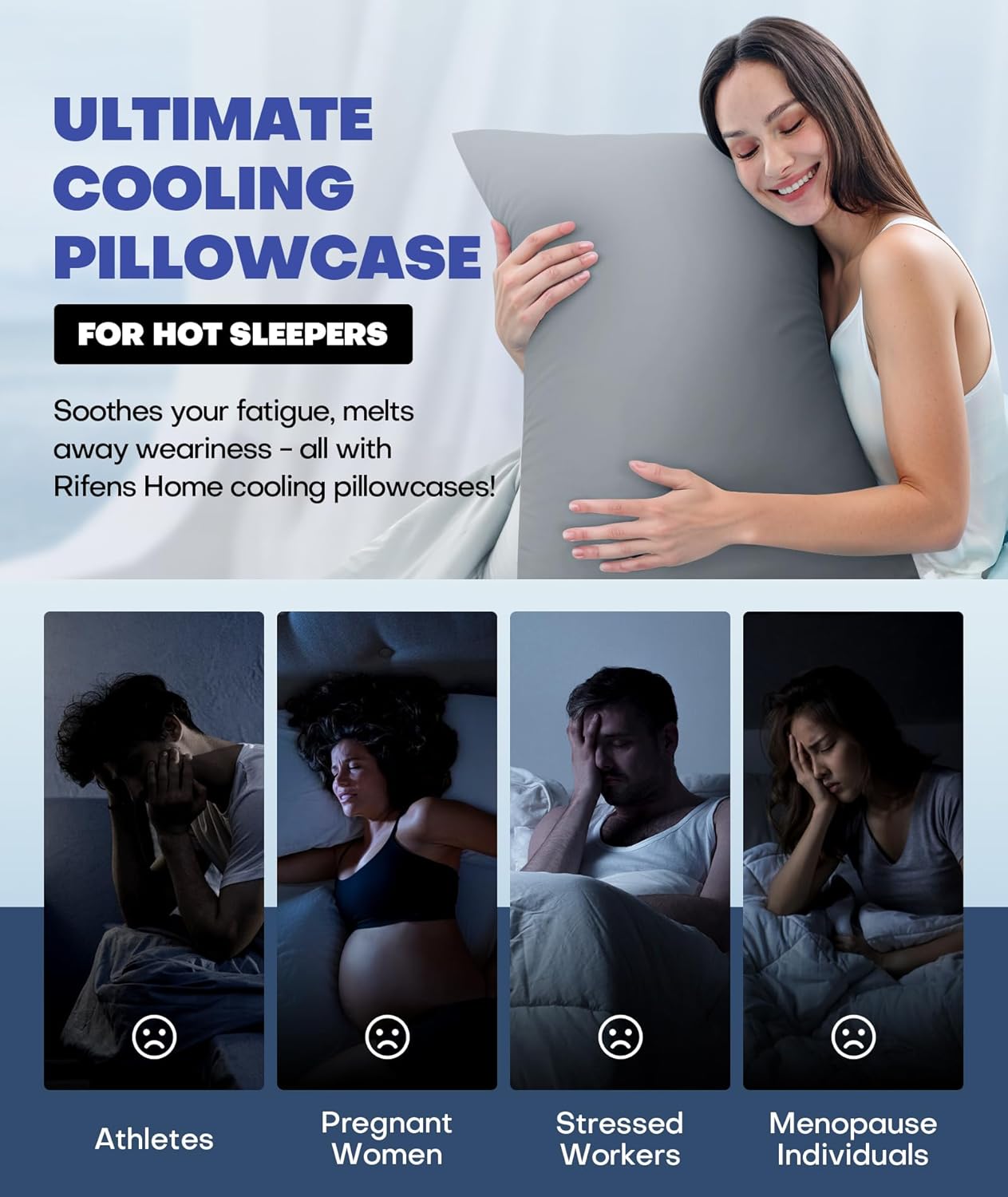 Ice Cooling Pillowcase for Hot Sleepers, Instantly Cool, Stay Cold All Night, Softer Than Silk Pillow Cases, Pillow Covers with Invisible Zipper, Gift for Men & Women - Standard, Light Gray (1 Pack) - Image 6