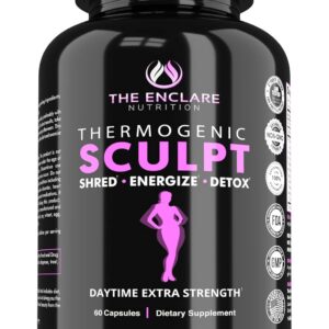 Thermogenic Fat Burner, Appetite Suppressant, Weight Loss Supplement for Women & Men, Metabolism, Energy, Focus, Brain, Caffeine Pills with Chromium, Green Tea Extract, L Theanine, Sculpt 60 Capsules