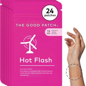 The Good Patch Hot Flash Hemp Menopause Patches Support for Women, Sustained Release, Natural Patch with Hemp Extract, Black Cohosh, Black Pepper, Plant Powered Wearable Wellness (24 Total Patches)