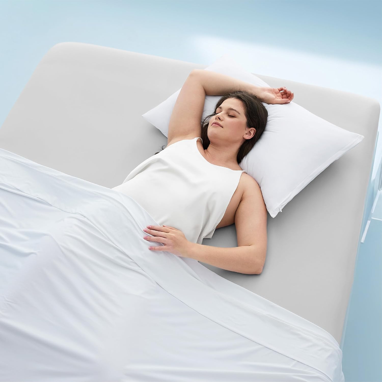 Bedsure King Fitted Sheet Only, Cooling Fitted Sheet King Size for Hot Sleeper, with 360° Elastic Corner Straps, Q-Max 0.4, Temperature Regulation Bedding for Night Sweats, Up to 16" Deep, Grey - Image 8
