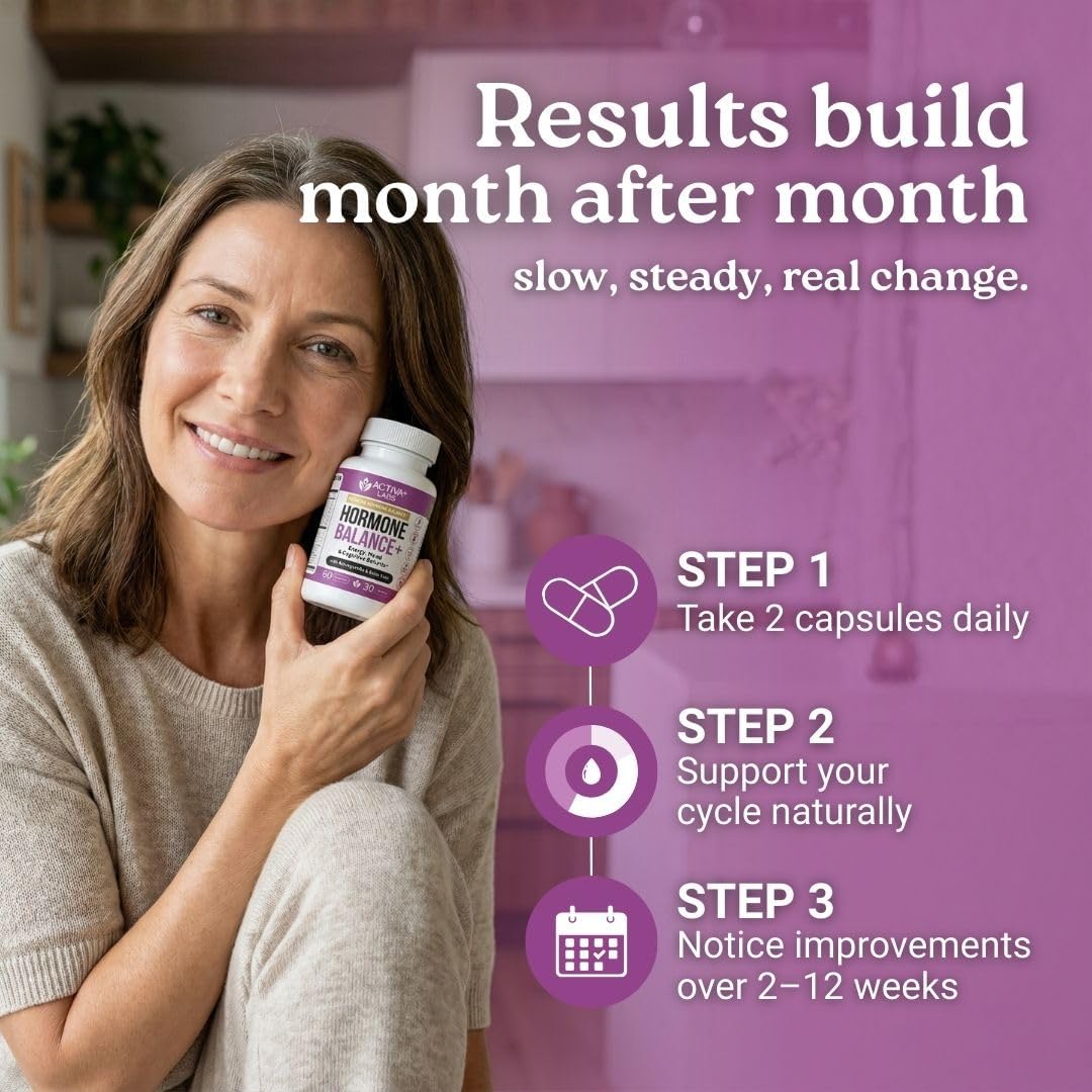 Activa Labs+ Hormone Balance for Women | Boost Energy, Mood, Libido and Focus | Supports Cycle&Menopause Comfort | Gluten, Soy&Lactose Free | 30 Day Supply - Image 7