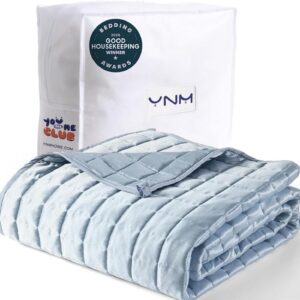 YnM Cooling Weighted Blanket for Adults, 15lbs Heavy Bed Throw Comforter with 100% PE Fabric, Ideal for Hot Sleepers or Summer Days(48x72 Inches for Twin/Full Bed, 15 Pounds,Blue)