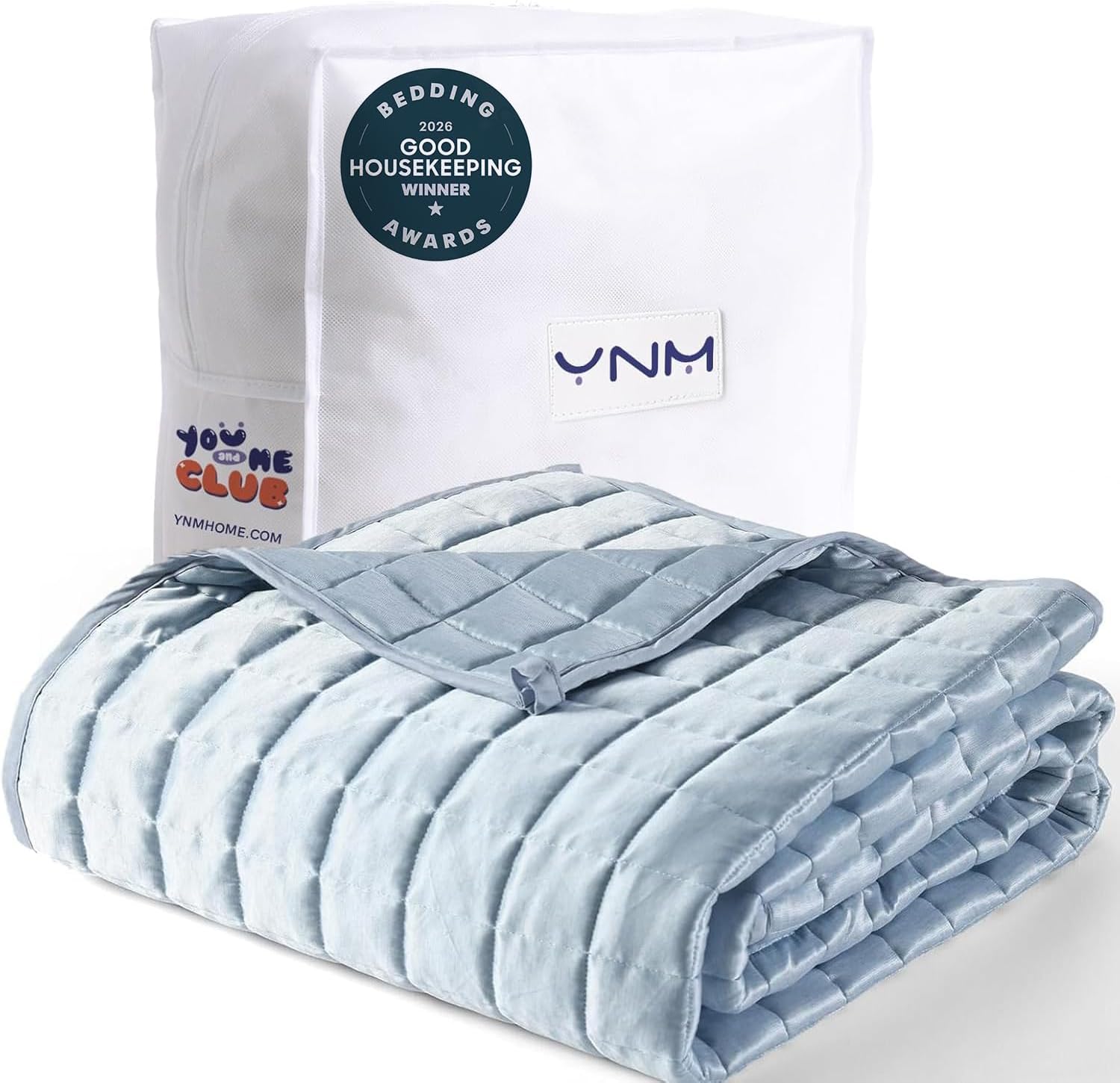 YnM Cooling Weighted Blanket for Adults, 15lbs Heavy Bed Throw Comforter with 100% PE Fabric, Ideal for Hot Sleepers or Summer Days(48x72 Inches for Twin/Full Bed, 15 Pounds,Blue)