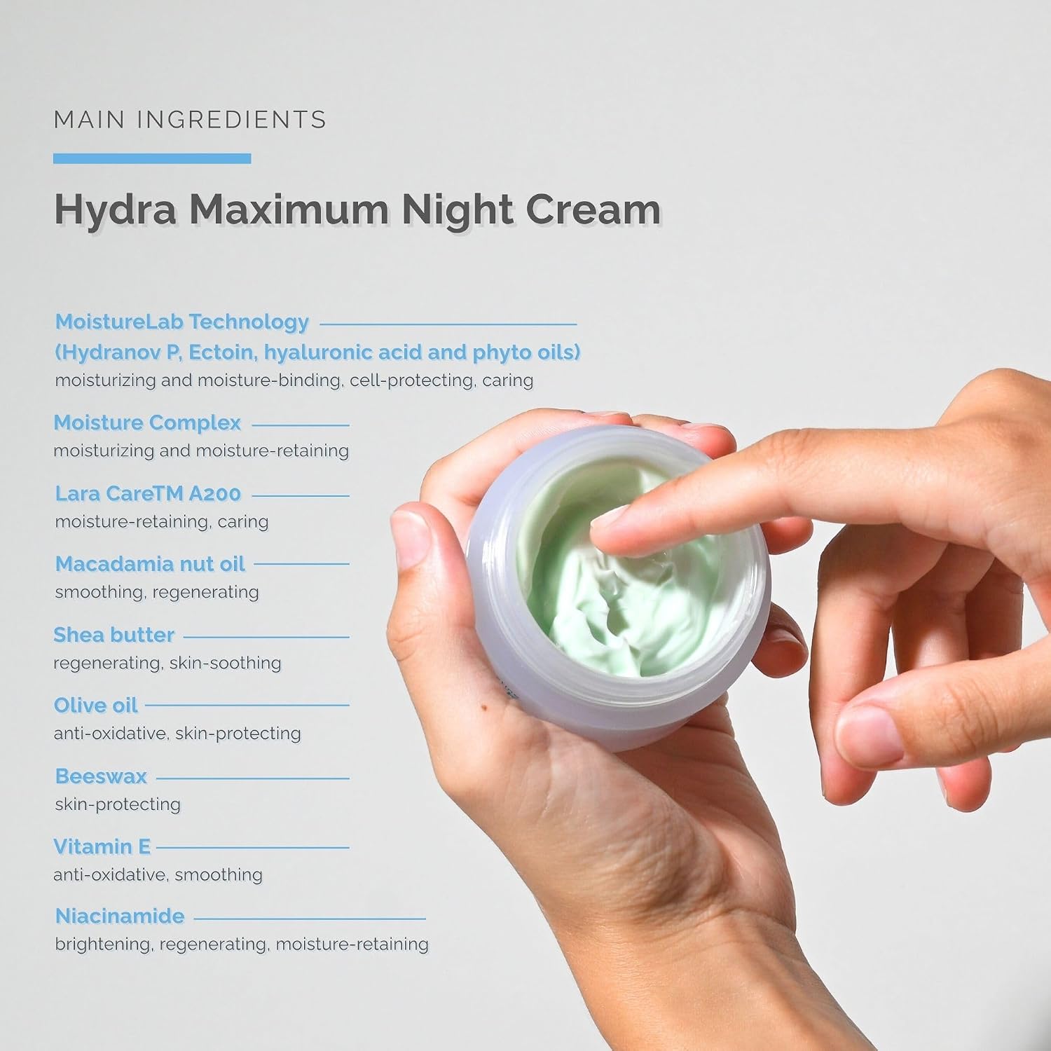 Hydra Maximum Night Cream (1.7 fl oz) - Intensive Night Cream for Dehydrated Skin - Provides Moisture Overnight - Hyaluronic Acid, Vitamin E - Face Moisturizer - Face Cream - Skin Care - Dr. Schrammek - Image 3