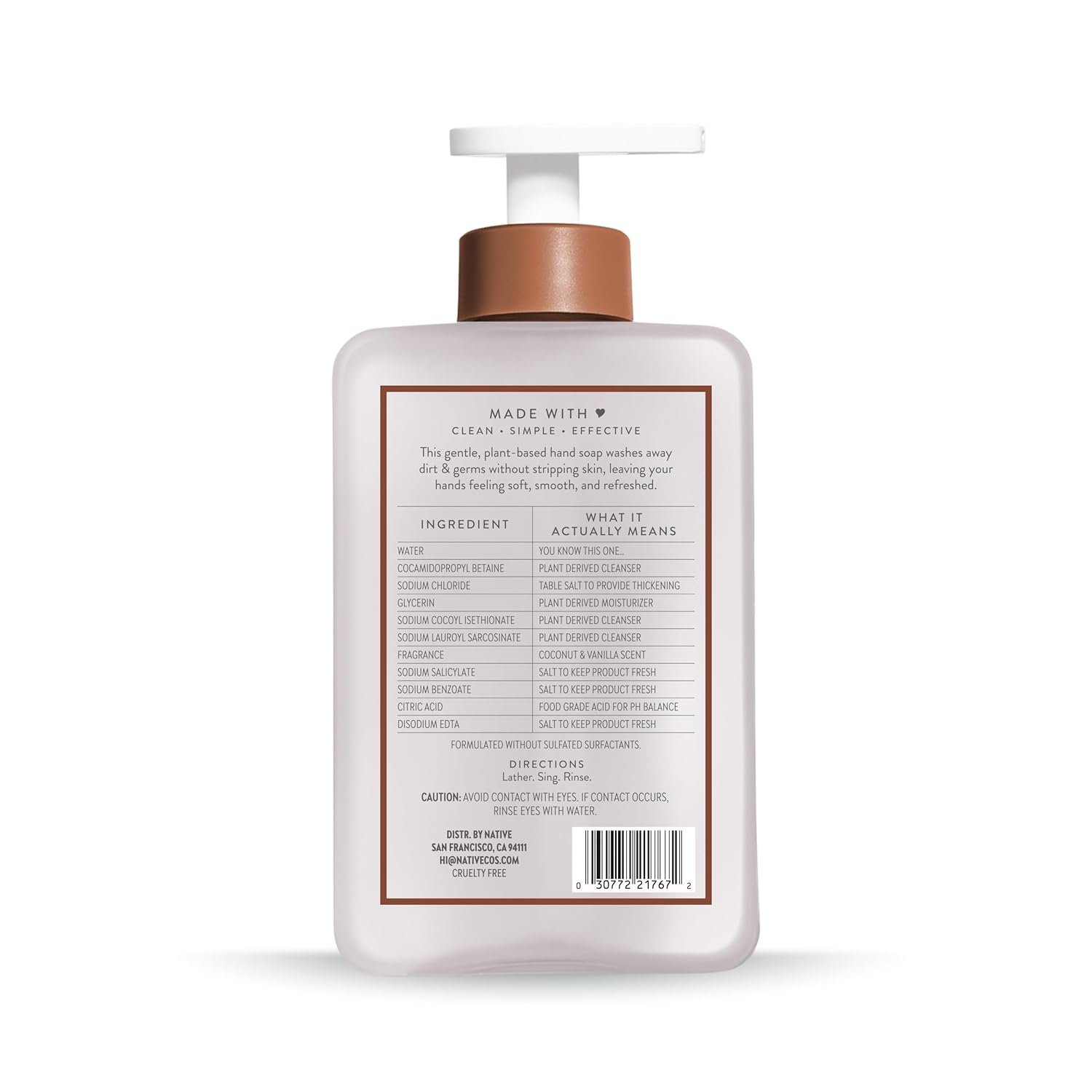 Native Liquid Hand Soap, Coconut & Vanilla Scent, Non-Drying Formula for Soft, Smooth Hands, Made with Plant-Based Cleansers, Sulfate & Paraben Free, 13 oz Bottle - Image 11
