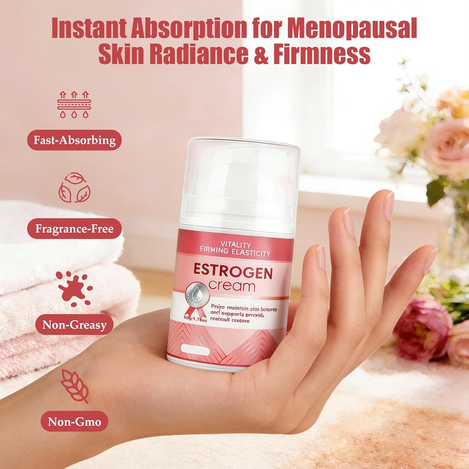 Estrogen Cream,Estriol Face Cream – Hydrating Moisturizer with Botanical Peptides, Non-Greasy Formula for Radiant Skin – 1.76 oz - Image 7