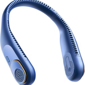 SWEETFULL Portable Neck Fan: 5200mAh Bladeless Personal Fan | 4 Speeds, 20H Max Runtime, No Hair Twist Quiet Wearable Fan for Travel | Birthday Gifts for Men Women Mom Dad