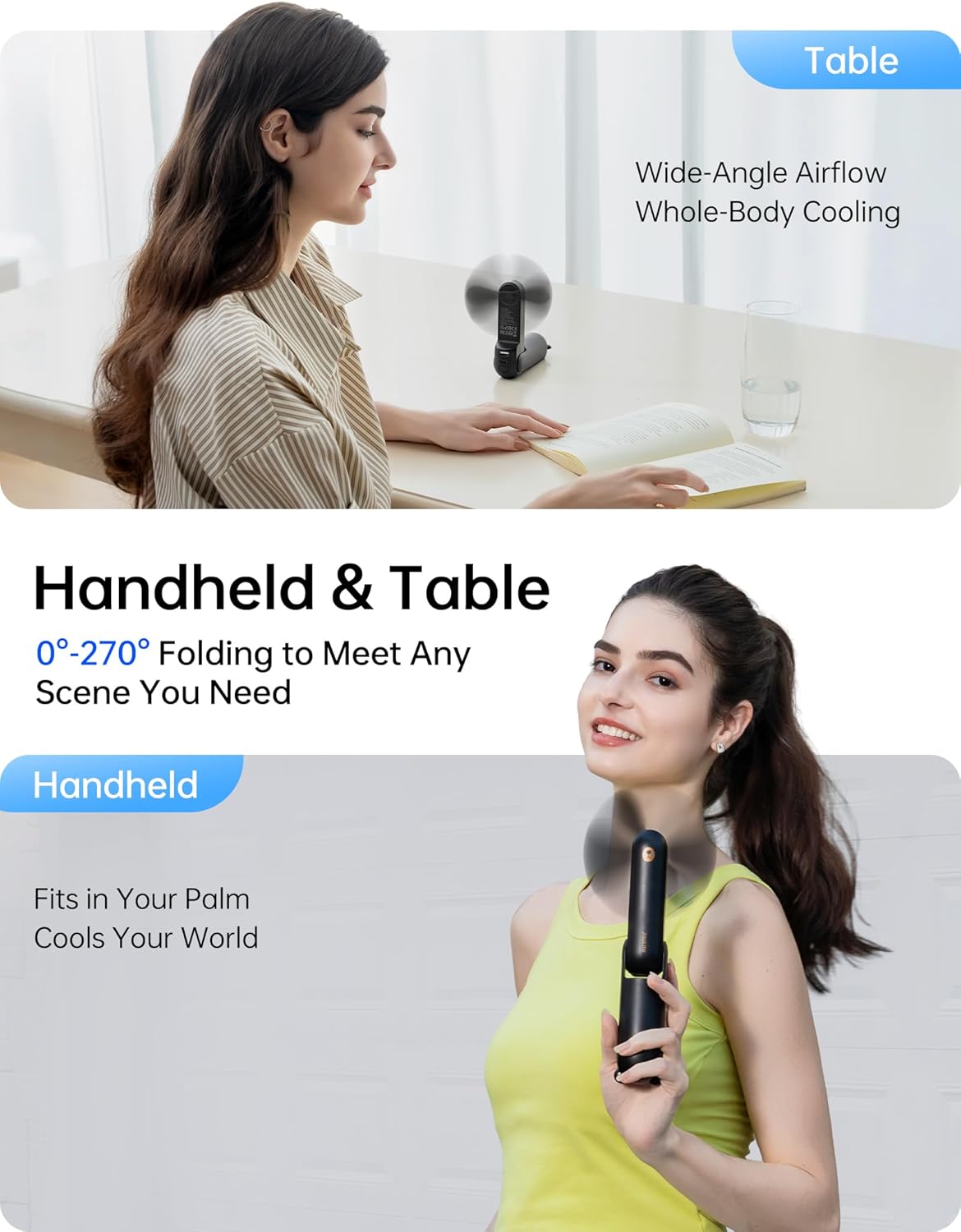 JISULIFE Handheld Fan 8 Plus: All-in-One Mini Fan with 37Hrs Cooling & 4500mAh PowerBank & Flashlight, USB Rechargeable, Portable Pocket Size for Travel, Makeup, Concert, Gifts for Women(Black) - Image 4