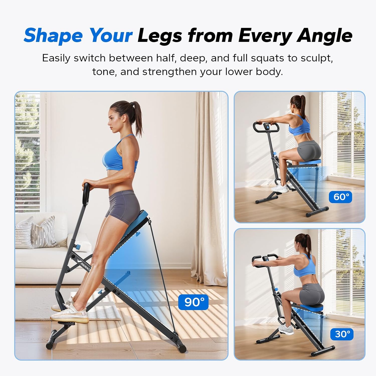Squat Machine, MERACH R07 2 in 1 Squat Rowing Machine, Easy Setup & Foldable Exercise Equipment, Glute Trainer Machine, Glutes & Leg Home Workout Machine - Image 3