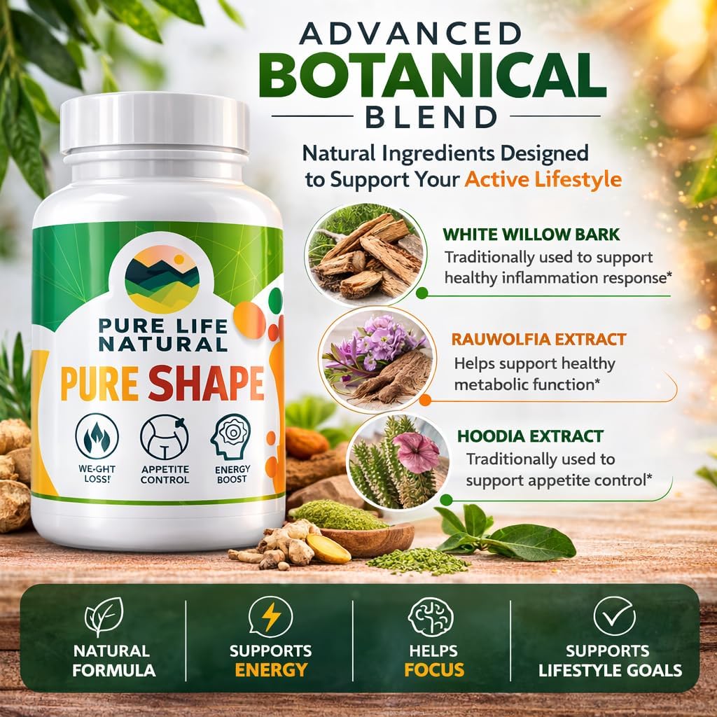 Pure Shape – Energy & Metabolism Support Supplement with Caffeine, L-Theanine & Green Tea Extract – Appetite Support Formula for Men & Women – 120 Capsules - By Haidy Cruz - Image 4
