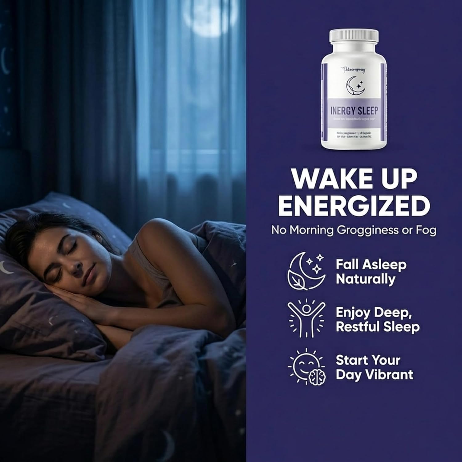 BB Company inergySLEEP | Natural Sleep Supplement & Sleep Aid for Deep Sleep, Helps to Calm & Relax | Magnesium, Lemon Balm, Black Cohosh, GABA, Holy Basil | Packaging Vary | 30 Ct - Image 2