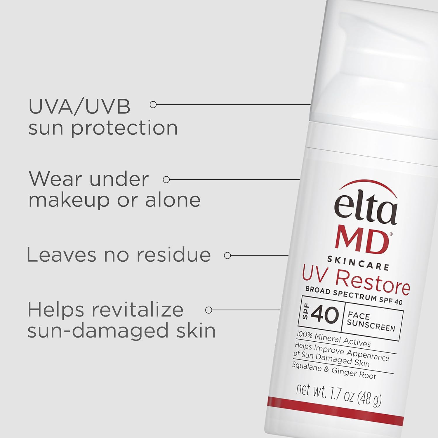 EltaMD UV Restore,Face Sunscreen, SPF 40, Mineral Sunscreen for Sun Damaged Skin Repair, Anti-Aging Zinc Oxide Sunscreen Formula - Image 3