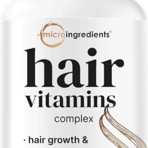 Micro Ingredients Hair Vitamins Complex, 120 Capsules | Hair Supplements for Women & Men with Hydrolyzed Collagen, Keratin, Methylfolate, Bamboo Extract, Vitamin C, Biotin, Saw Palmetto, & More