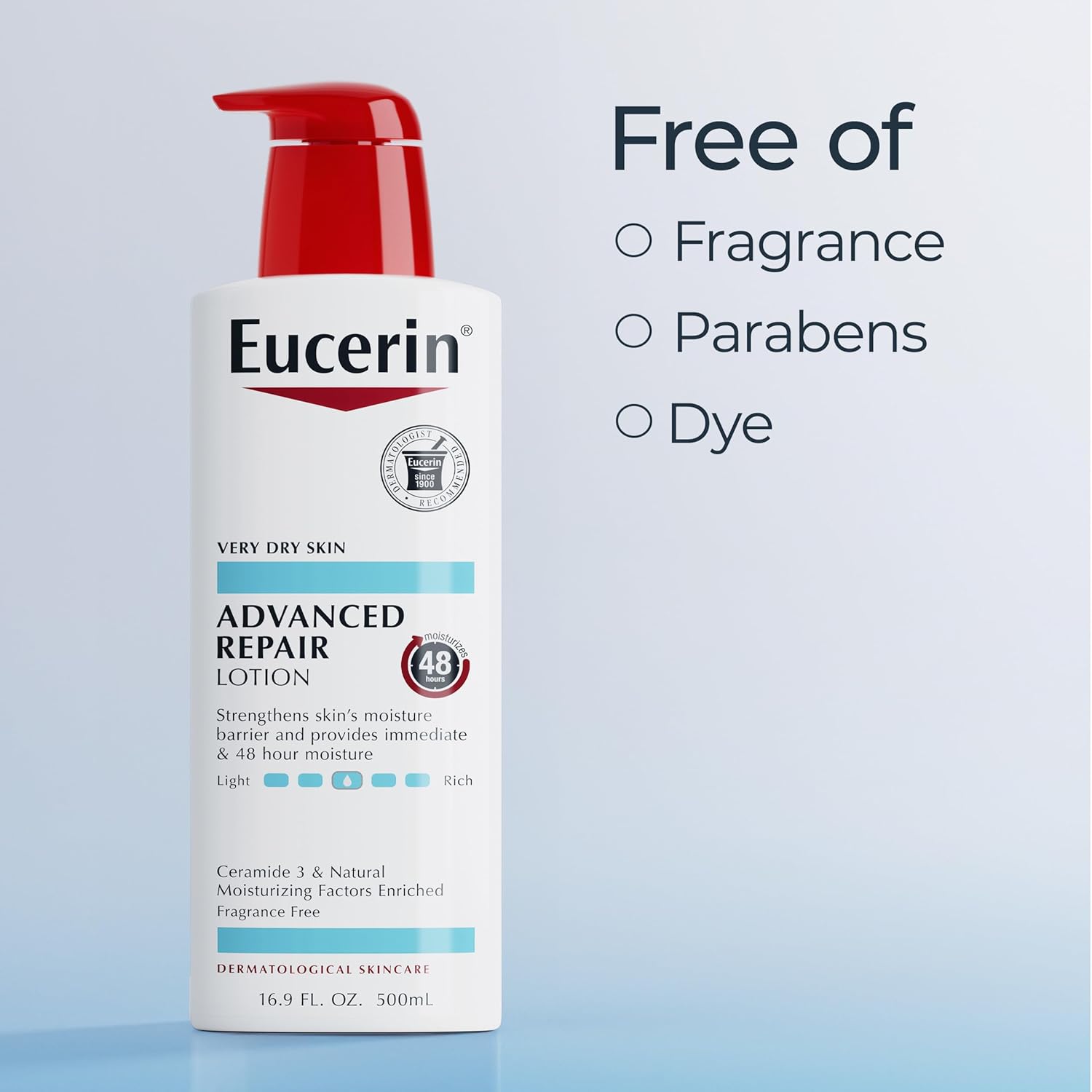 Eucerin Advanced Repair Lotion, Urea Enriched, Unscented Body Lotion for Dry Skin With Triple Moisturizing Complex, 16.9 FL OZ Bottle - Image 8