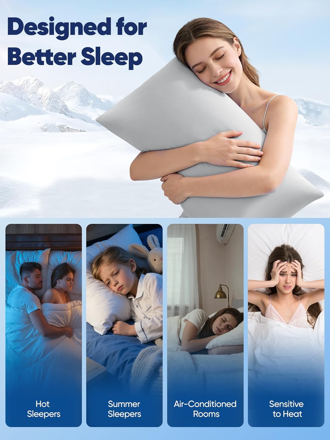 Avolare Cooling Pillow Cases Queen Size Set of 2,Arc-Chill 3.0 Cool Pillowcases for Hot Sleepers(Q-Max>0.5),Breathable&Stretchy Fabric,Softer Than Silk,Zipper Pillow Cases,Grey - Image 5