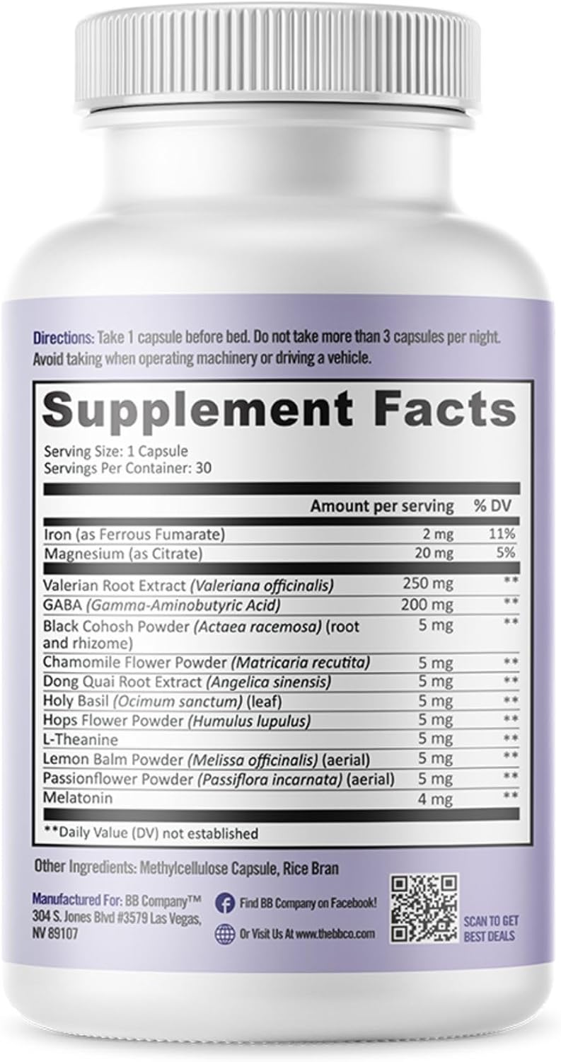 BB Company inergySLEEP | Natural Sleep Supplement & Sleep Aid for Deep Sleep, Helps to Calm & Relax | Magnesium, Lemon Balm, Black Cohosh, GABA, Holy Basil | Packaging Vary | 30 Ct - Image 8