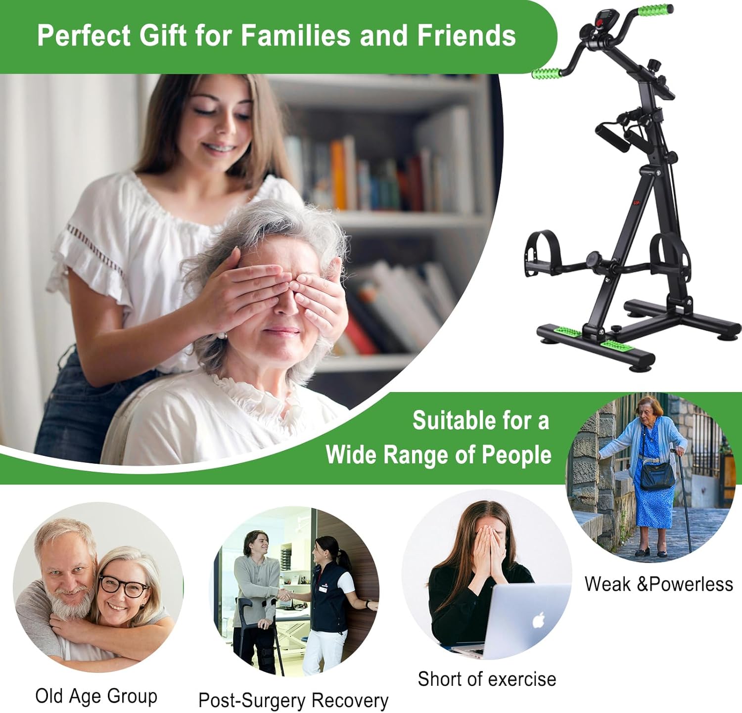 Pedal Exerciser Bike for Seniors, Arm Leg Hand and Knee Elderly Exercise Equipment, Sitting Home Exercise Machine for Total Body, Upper and Lower Limb Physical Therapy Trainer - Image 6