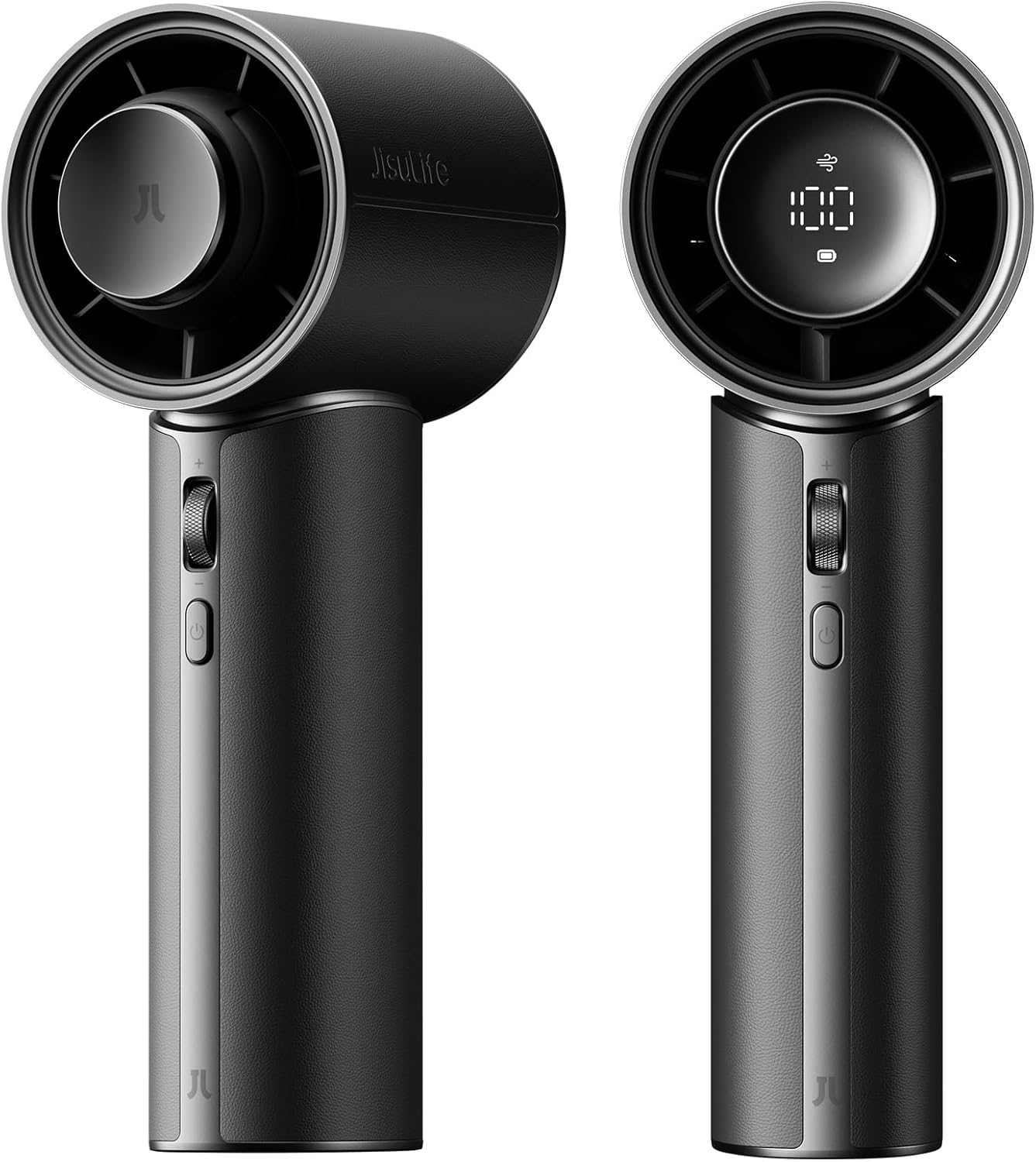 JISULIFE Handheld Fan Pro1 Mini - Scented Breeze: Elite PU Leather, Aroma Pod Innovation, 30 Hours Cooling, 100-Speed, Portable Fan for Travel, Concerts, Premium Gifts for Women Men- Velvet Black