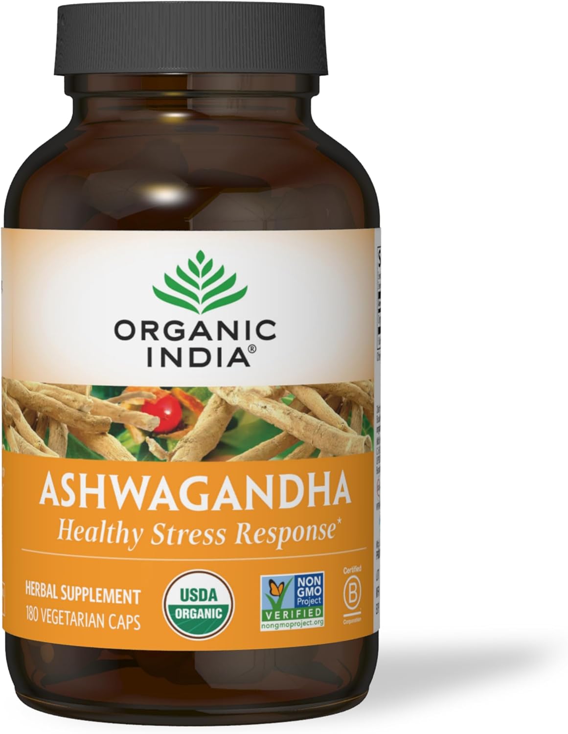ORGANIC INDIA Ashwagandha Capsules - Organic Ashwagandha Supplement - Vegan Ashwagandha Root, Gluten-Free, Kosher, Non-GMO, Supports Stress Relief, Energy, and Sleep - 180 Capsules - Image 8