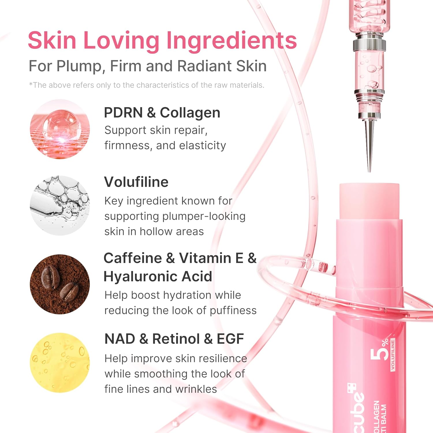 medicube PDRN Pink Collagen Volume Multi Balm Stick | Volufiline, PDRN, NAD, Collagen | Face & Body Balm for Under-Eyes, Neck, Forehead, Smile Lines, Lips | Plumping, Radiance, Line Care | K-Beauty - Image 4
