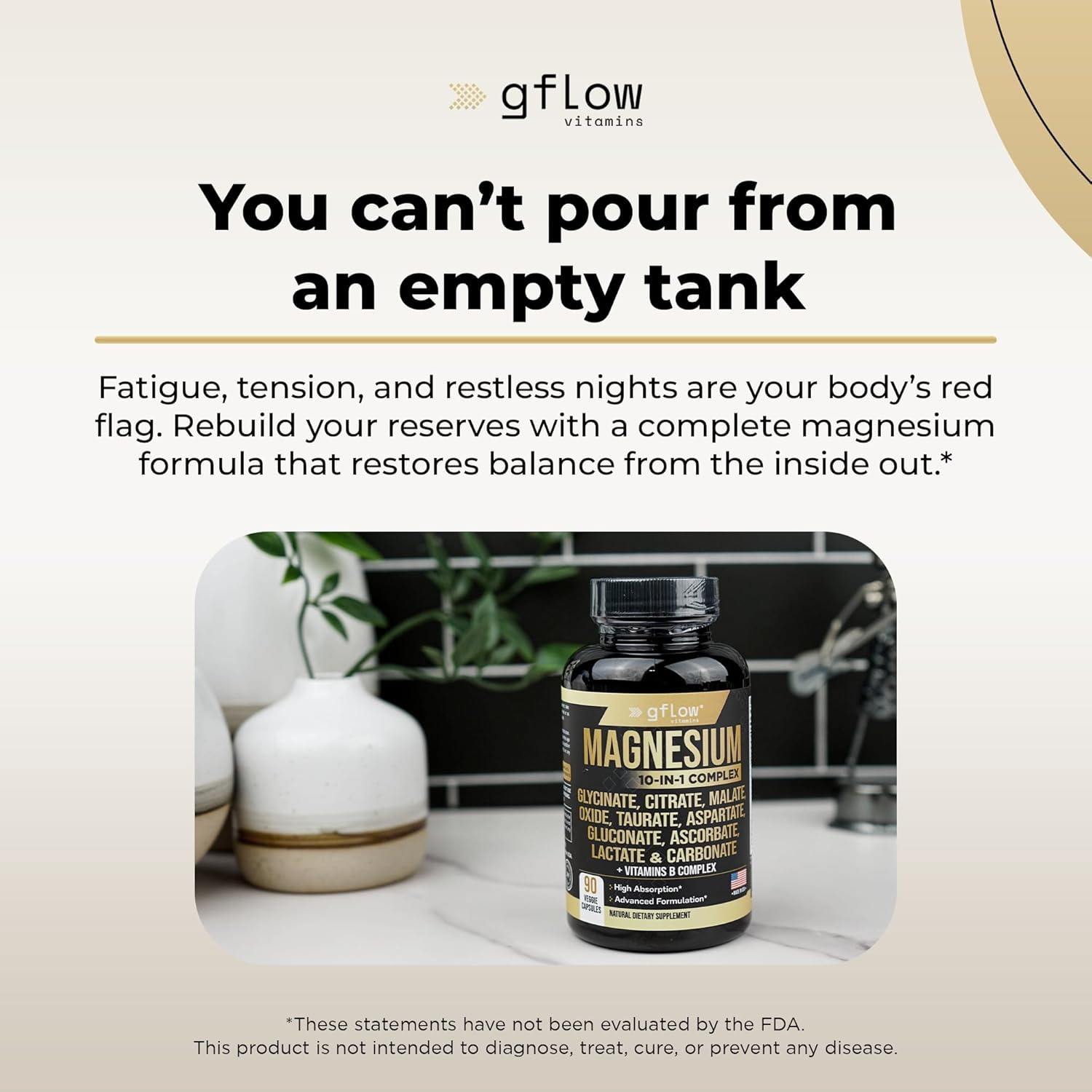 gflow vitamins Magnesium Complex Supplement - 10 Active Forms, Glycinate, Citrate, Malate, Oxide, Taurate, Aspartate, Gluconate, Ascorbate, Lactate, Carbonate, Plus More with Vitamin C B1 B2 B6 B12 - Image 5