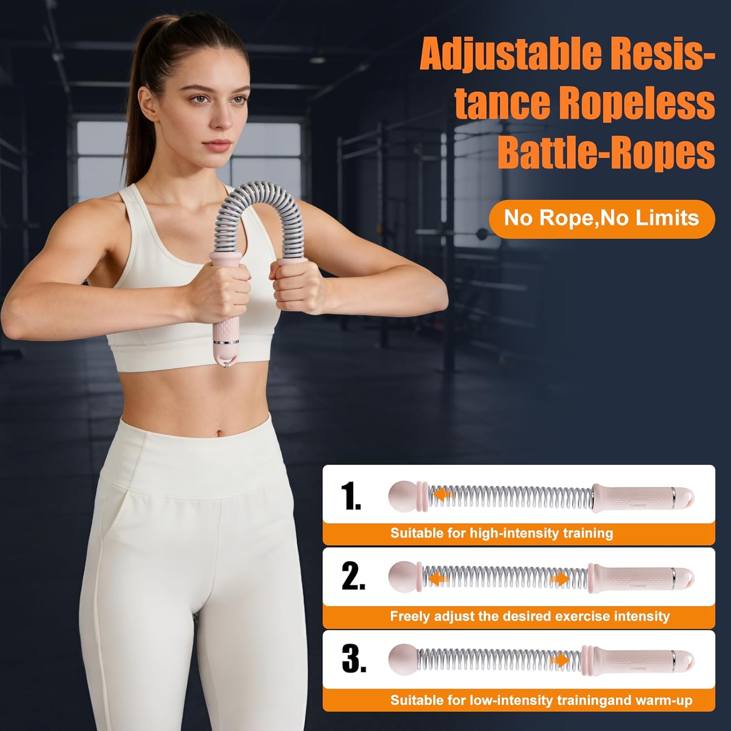 Cordless Battle Ropes with Adjustable Weighted Ropeless Battle Rope for Home Gym Exercise, Portable Workout Equipment for Strength Training & Cardio Fitness for Women & Men - Image 4