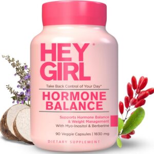 Hey Girl Hormone Balance for Women | 13-in-1 for Transitional Menopause Stages, PMS & Normal Menstrual Cycle | Mood & Nighttime Comfort Support | Myo-Inositol, Berberine, Maca, Black Cohosh, DIM