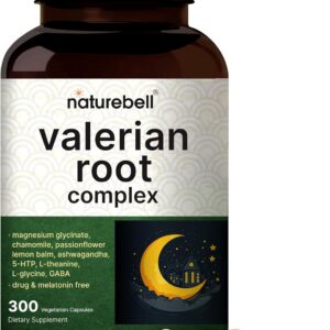 NatureBell Valerian Root for Sleep, 300 Veggie Capsules with Magnesium Glycinate, Chamomile, Passionflower, Lemon Balm, Ashwagandha, & More – Relaxation & Sleep Support Supplement – Melatonin Free