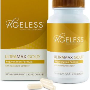 AGELESS™: UltraMAX Gold™ Capsules, HGH Anti-Aging Supplement for Women, Slows Cellular Aging, Supports Immune Health, Smoother Skin Tone and Restorative Sleep, Weight Management, 90 Capsules