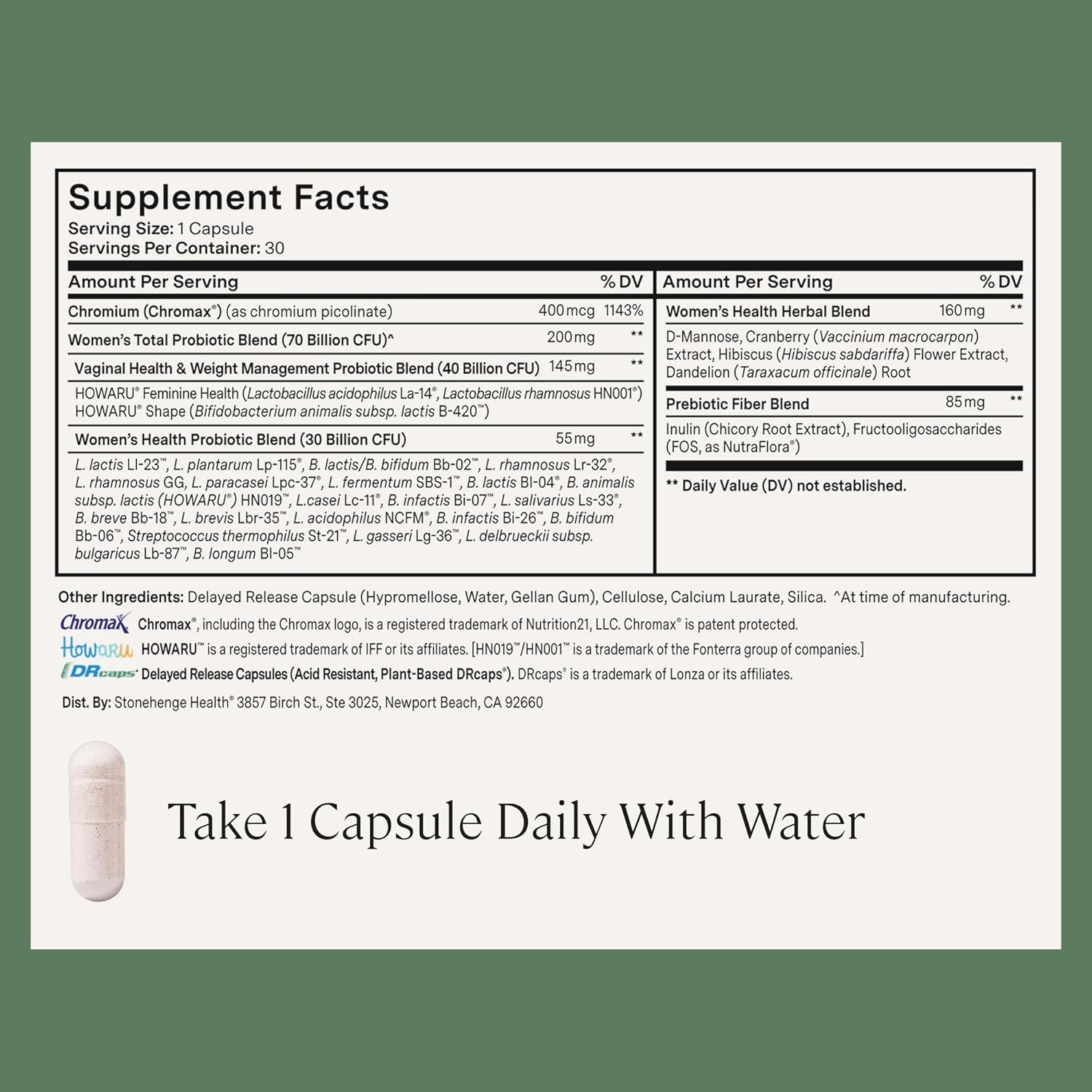 Stonehenge Health Biotics for Women Probiotic 70 Billion CFU, 24 Strains + Prebiotic Fiber, Weight Management, Focus & Mood, Digestive, Vaginal & Immune Support, Non-GMO, 30 Delayed-Release Veg Caps - Image 6
