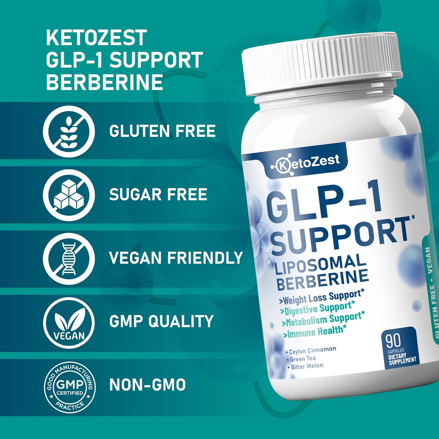 GLP-1 Support Weight Loss Supplement - 15-in-1 GLP1 Support for Weight Management Appetite Suppressant Fat Burn for Women Men - with Liposomal Berberine HCl Bitter Melon Citrus Bergamot - Image 6