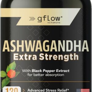 gflow vitamins Ashwagandha Supplements for Women and Men | Sleep, Mood and Energy Support | Extra Strength, Vegan Friendly, Non-GMO, Made in USA