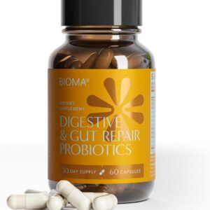 BIOMA Probiotics for Digestive Health 10 Billion CFU - 5-in-1 Gut Health Supplement with Prebiotics & Enzymes - Bloating Relief for Women & Men - Delayed Release (60 Capsules - 30 Day Supply)